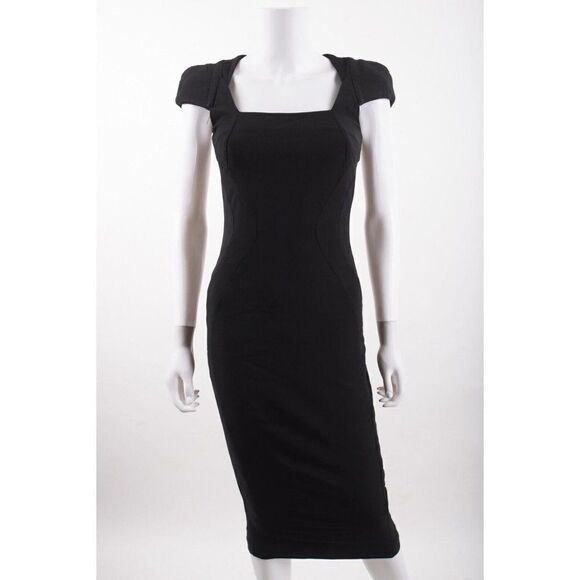 Antonio Berardi Womens Midi Cocktail Dress Black Sz 40 US 4 XS Fitted Pencil - Picture 1 of 6